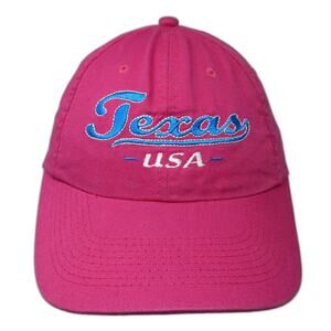 Texas USA Strapback Baseball Cap Pink One Size Adjustable Embroidered Perrin